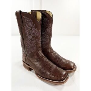 Justin Trinity Smooth Ostrich & Leather Boots #JE703 Antique Brown Women's 10B
